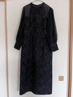 美品　ボールジィ 24SS フラワージャカード マーメイドワンピース 36 黒 美品 ボールジィ 24SS フラワージャカード マーメイドワンピース 36 黒