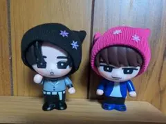 ☆みー様専用☆【スノソフビ】メンカラ猫耳帽/ ピンク黒