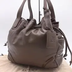 美品 ロエベ ナッパレザー 巾着型 ワンショルダーバッグ ブラウン 茶　1346のサムネイル