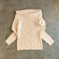 【 Le souk 】アンゴラ オフショルダー ニット M アイボリー エロかわ