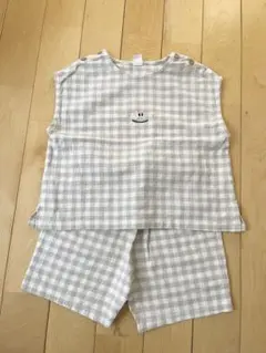 チェック柄 半袖トップスとショートパンツセット
