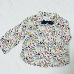SENSE OF WONDER 動物柄シャツ 蝶ネクタイ付き　80サイズ