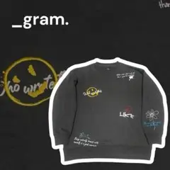 __gram. スウェット Mサイズ 黒 英字プリント 裏起毛 ユニセックス