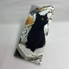 メガネケース　黒猫と花 ハンドメイド