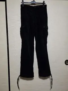 黒 コーデュロイ カーゴパンツ