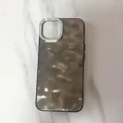 iPhone13用ケース ブラックシルバー y2kラインストーン