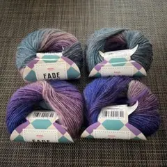 フェードカラーヤーン　コバルトパイド　4玉セット