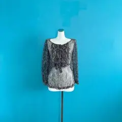 美品】ナラカミーチェ シフォン長袖フリルブラウス シャツ Ⅴ 4L 