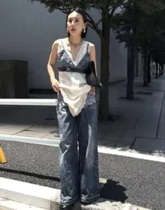 Ameri FAKE DENIM DOUBLE WAIST PANTSのサムネイル