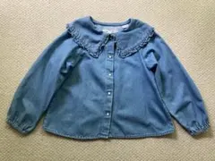 zara デニムフリル襟長袖シャツ 110