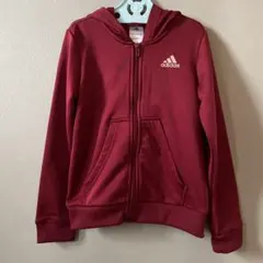 adidas バーガンディ フード付きパーカー 130