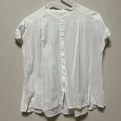 無印良品　MUJI フレンチスリーブブラウス M-L ホワイト