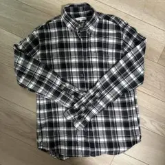 GLOBAL WORK ブラック系チェック 長袖ネルシャツ Mサイズ