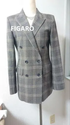 FIGARO 新品チェック柄 ダブルジャケット　ベイクルーズ日本製サイズMのサムネイル