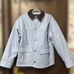 【ZARA】襟元コーデュロイ　水色ジャケット