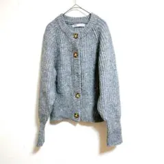 ZARA ニットカーディガン グレー 長袖 M 綺麗め 通勤服