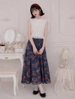 Lily Brown リリーブラウン 花柄 レース ロングスカート レトロ Fのサムネイル