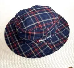 モンベル　チェックハット帽子　S ネイビー系
