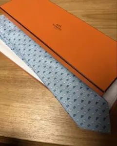 エルメス HERMES シルクツイルタイ ネクタイ ラパンドラゴン ブルー