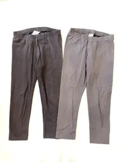 H&M オーガニックコットン レギンス 2枚セット 98 100 グレー　黒
