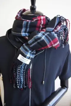 カシミア100％MEN'S tartan”check”黒赤紺のサムネイル