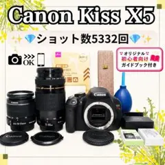 ショット数5332回❤️Canon kiss X5✨一眼レフ✨ダブルレンズ✨初心者 S数5332回❤️Canon kiss X5✨一眼レフ✨ダブルレンズ✨初心者安心
