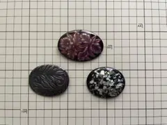 未使用ヴィンテージ七宝焼ブローチ3点セット蘭/棕櫚/箔デッドストック ランのサムネイル