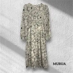【新品タグ付き】MURUA ムルーア花柄ロングワンピース ベージュ 線画 フリー