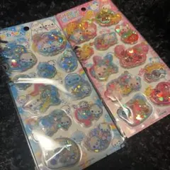 スパンコールパーティーシール　2枚セット あわわちゃん、ハッピーマーチ