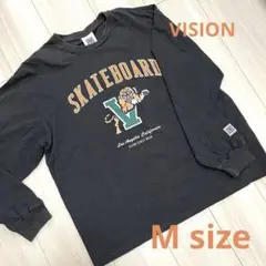 VISION STREET WEAR【M】長袖Tシャツ グレー　プリント　ロンT