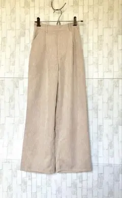 クリームベージュ コーデュロイ ワイドパンツ