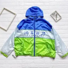 ALEX ナイロンジャケット ブルー ネオングリーン ライトブルー サイズ73