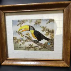 バリ島絵画 鳥とプルメリア 装飾木製フレーム付き - メルカリ
