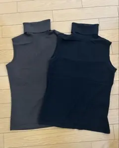 UNTITLED アンタイトル　タートルネック　ノースリーブニット　黒　ブラウン