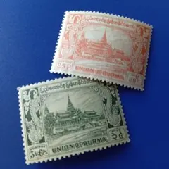 外国切手 ビルマ 1949年~ マンダレー宮殿 2種