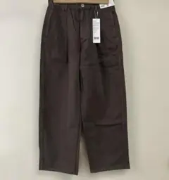 UNIQLOデニムタックパンツ24(61)ブラウン　ワイドパンツコットン