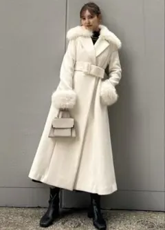 rienda ウエストフィットエレガントマルチコート CT IVOYアイボリーS