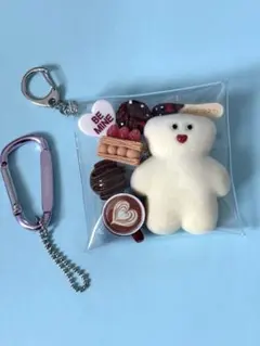 ガチャ詰めポーチ　mojojojo ラテ　チョコレート　ケーキ　アイスクリーム