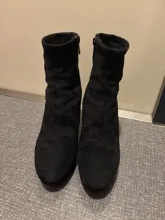 ブラック　スエード　ショートブーツ　RANDA 晴雨兼用　Lサイズ