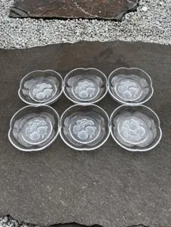 HOYA ホヤクリスタル 中皿6枚セット クリスタルガラス フルーツ柄　プレート