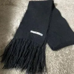美品 TOMMY HILFIGER ブラック マフラー フリンジ付き