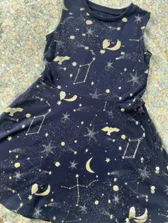 グラニフ　星座ワンピース　130 星　月　ふくろう　宇宙　夜空のサムネイル
