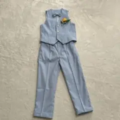 水色 フォーマルスーツ 蝶ネクタイ付き