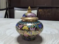 花柄　蓋付き　小物入れ　陶器製