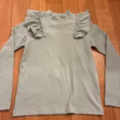 フリル付き長袖カットソー 140サイズ グリーン系