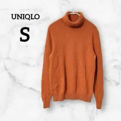 ユニクロ【S】プレミアムラムタートルネックセーター オレンジ ウール100%