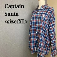 Captain Santa チェックネルシャツ XL 刺繍のサムネイル