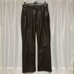 ダークブラウン フェイクレザー スリムフィットパンツのサムネイル