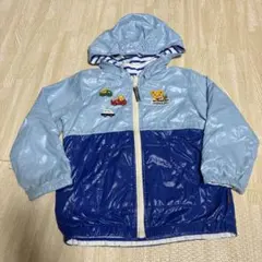 ミキハウス100cmリバーシブル乗り物ワッペン付ウインドブレーカー