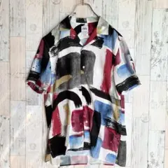 美品　ザラ　メンズカジュアルシャツ　総柄　とろみ　半袖　S